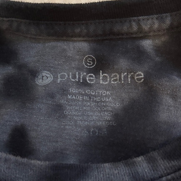 Pure Barre Black Tie-Dye Crop Tee with Pink Heart Logo - Picture 2 of 3